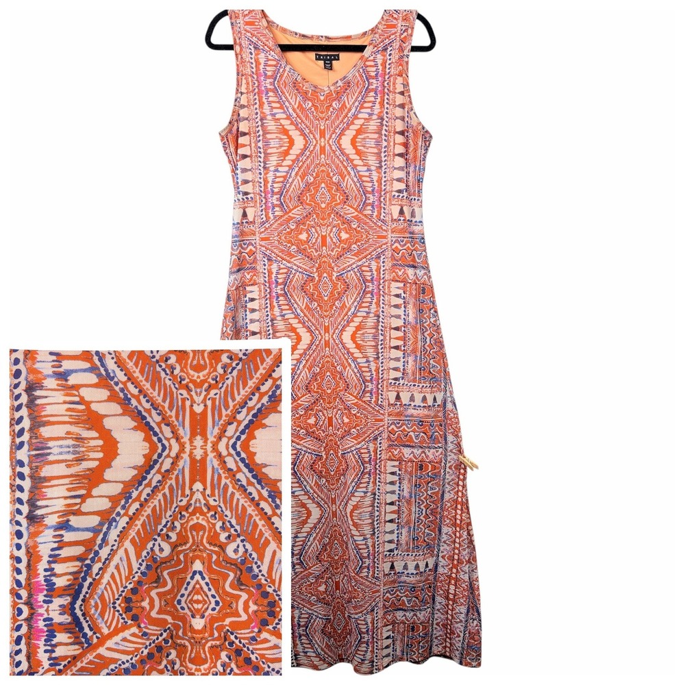 Tribal Sleeveless Maxi Slip Dress Size M Mesh Psychedelic Mandala Bohemian